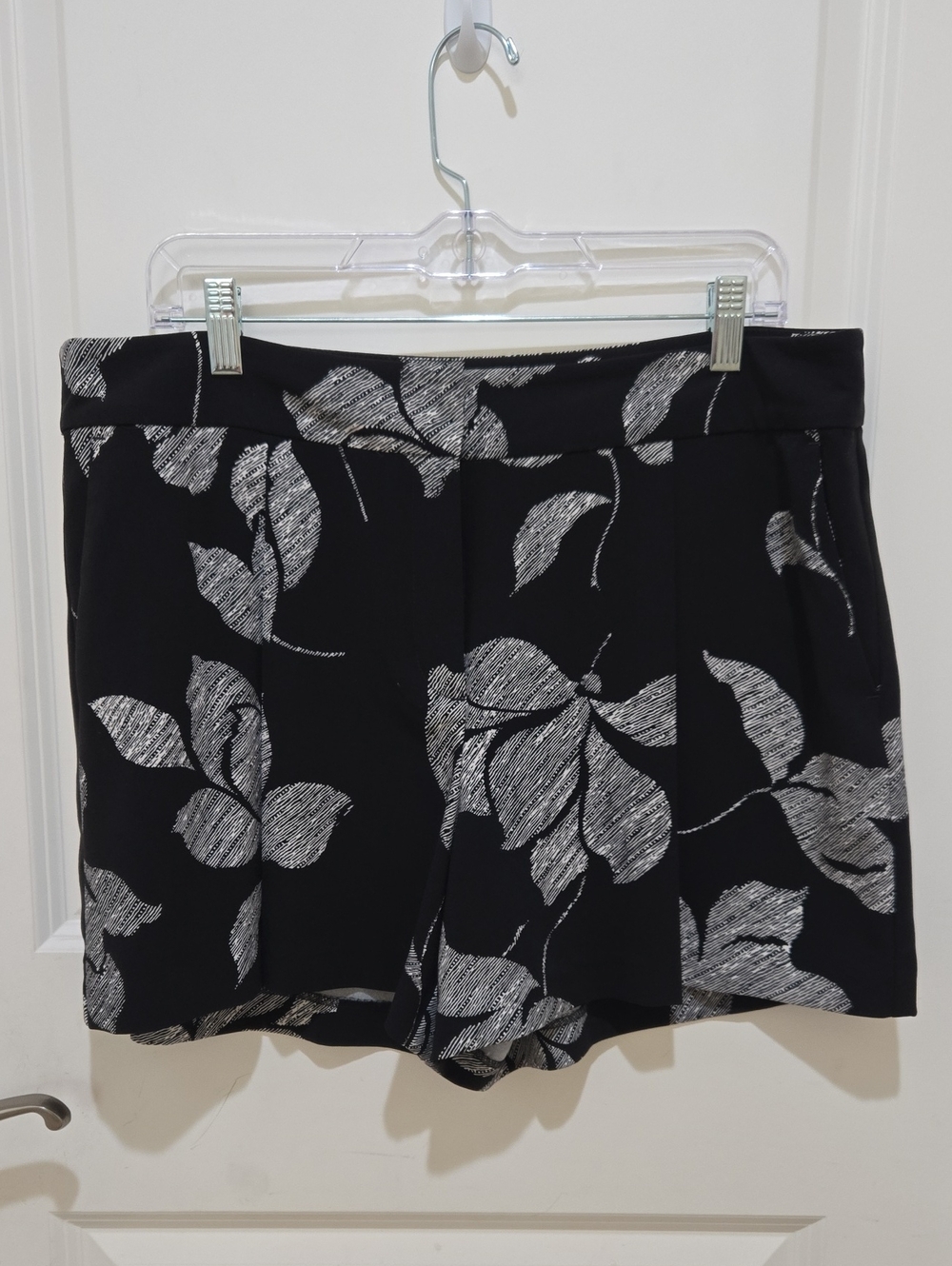 Ann Taylor Black Shorts with Silver Leaf Print